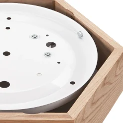 Deckenlampe Holz Glas 6-eckig E27 32 cm breit Wohnzimmer