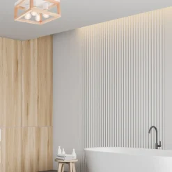 Deckenlampe Holz Metall 4-flammig E27 B: 30 cm eckig