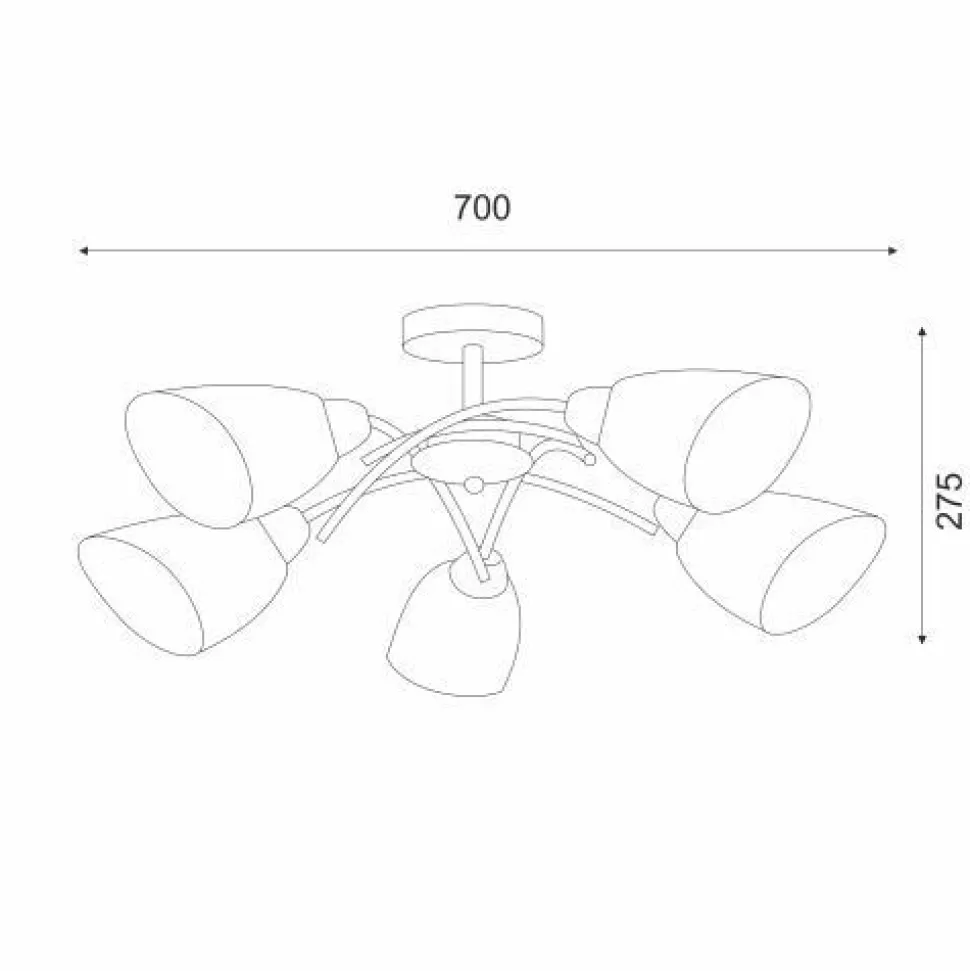 Deckenlampe in Messing Weiß Glas Metall Jugendstil 5x E27