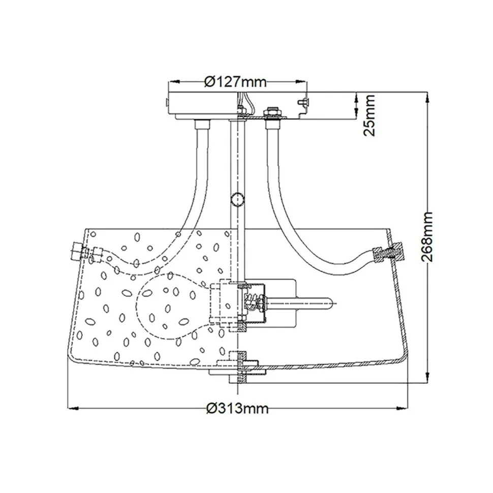 Deckenlampe Jugendstil rund Ø 31,3 cm Nickel Metall Regenglas