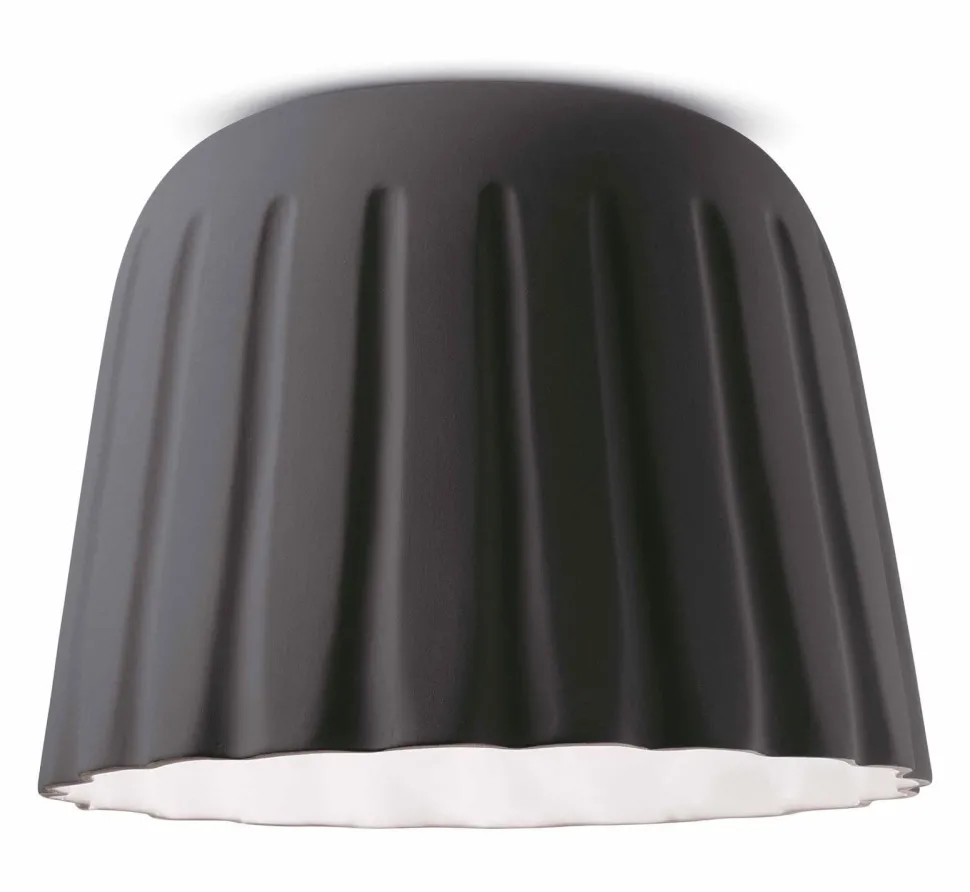 Deckenlampe Keramik E27 Ø 40 cm rund Dunkelgrau Handarbeit