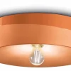 Deckenlampe Keramik E27 D: 40 cm Orange rund Retro