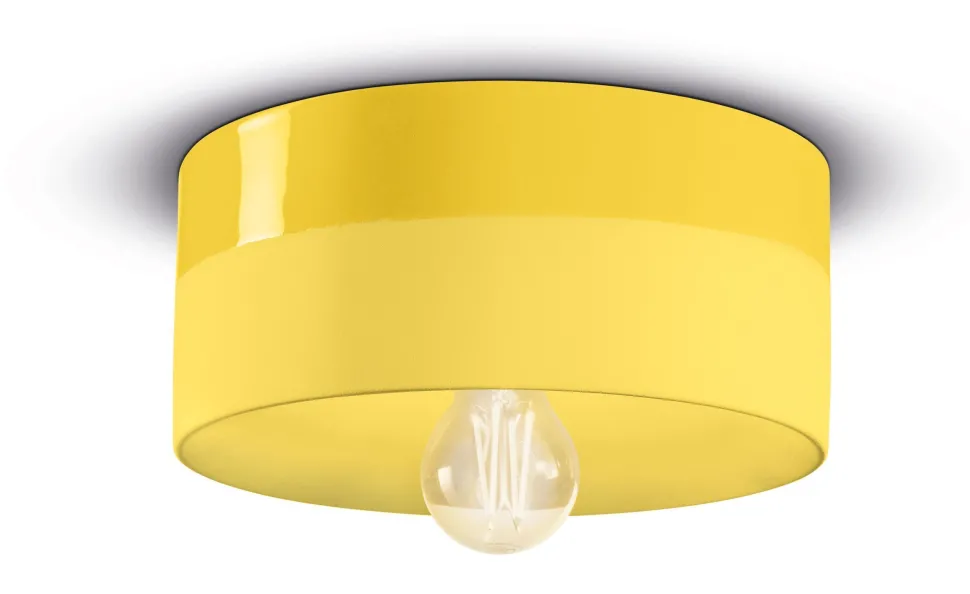 Deckenlampe Keramik E27 D: 25 cm Gelb rund Retro ENRICO