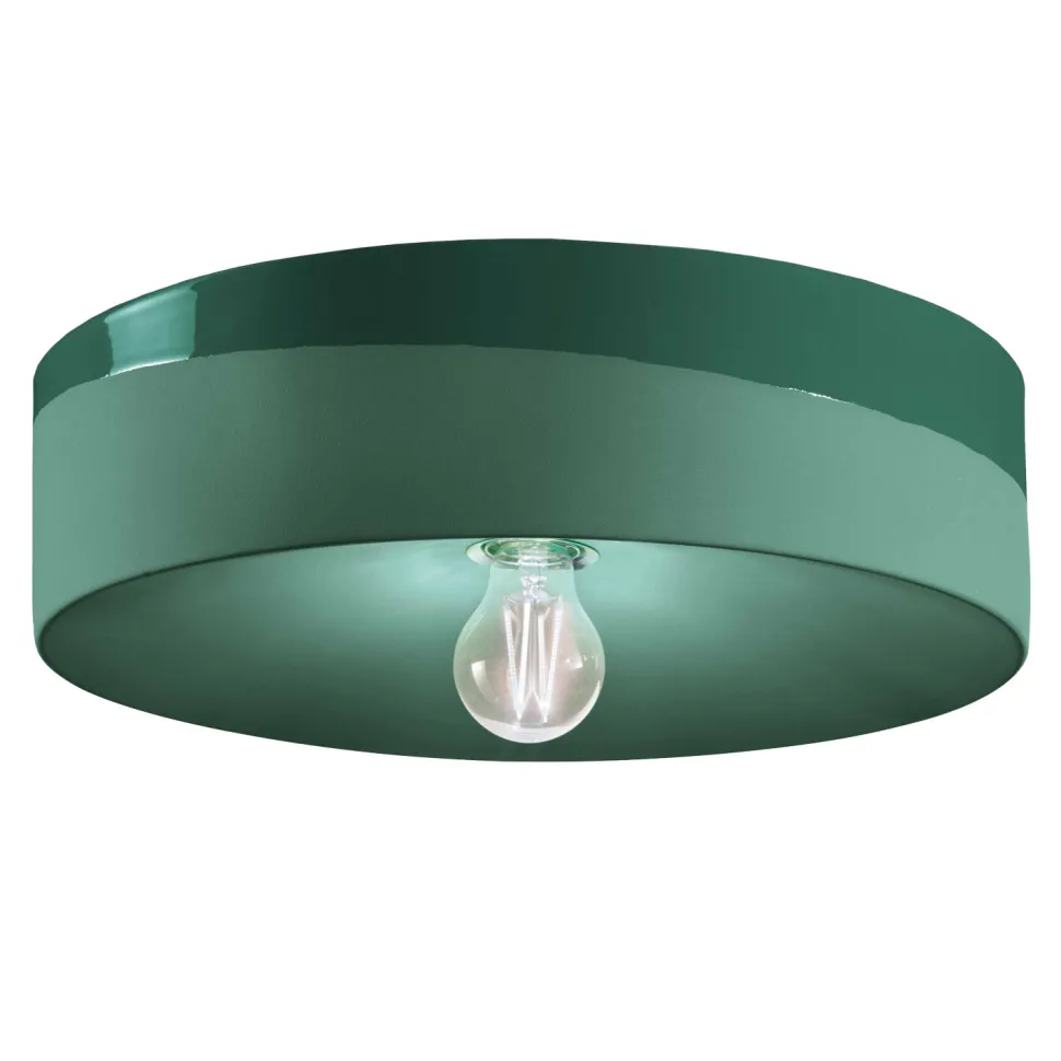 Deckenlampe Keramik E27 D: 40 cm rund Grün Handarbeit