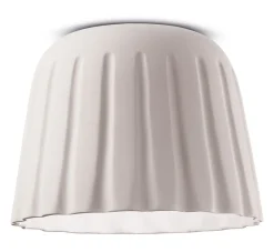 Deckenlampe Keramik E27 rund Ø 40 cm Weiß matt Handarbeit