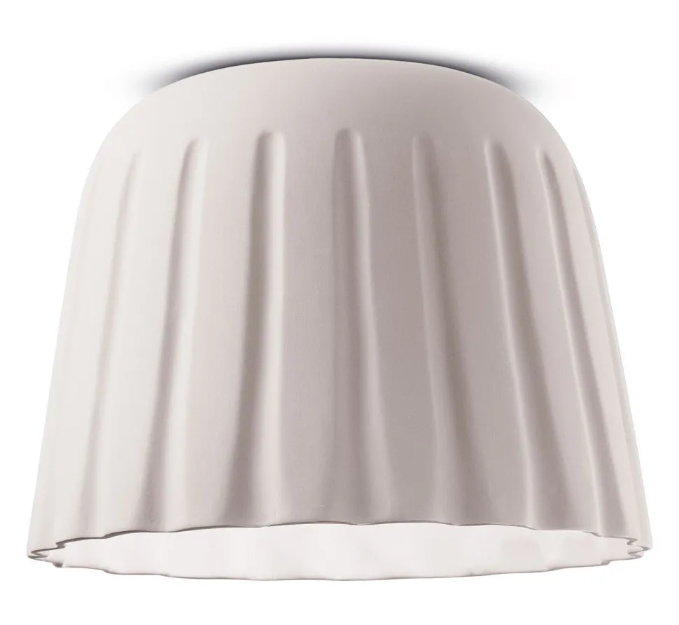 Deckenlampe Keramik E27 rund Ø 40 cm Weiß matt Handarbeit