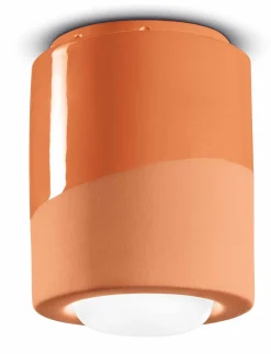 Deckenlampe Keramik E27 rund D: 12,5 cm Aufputz Orange