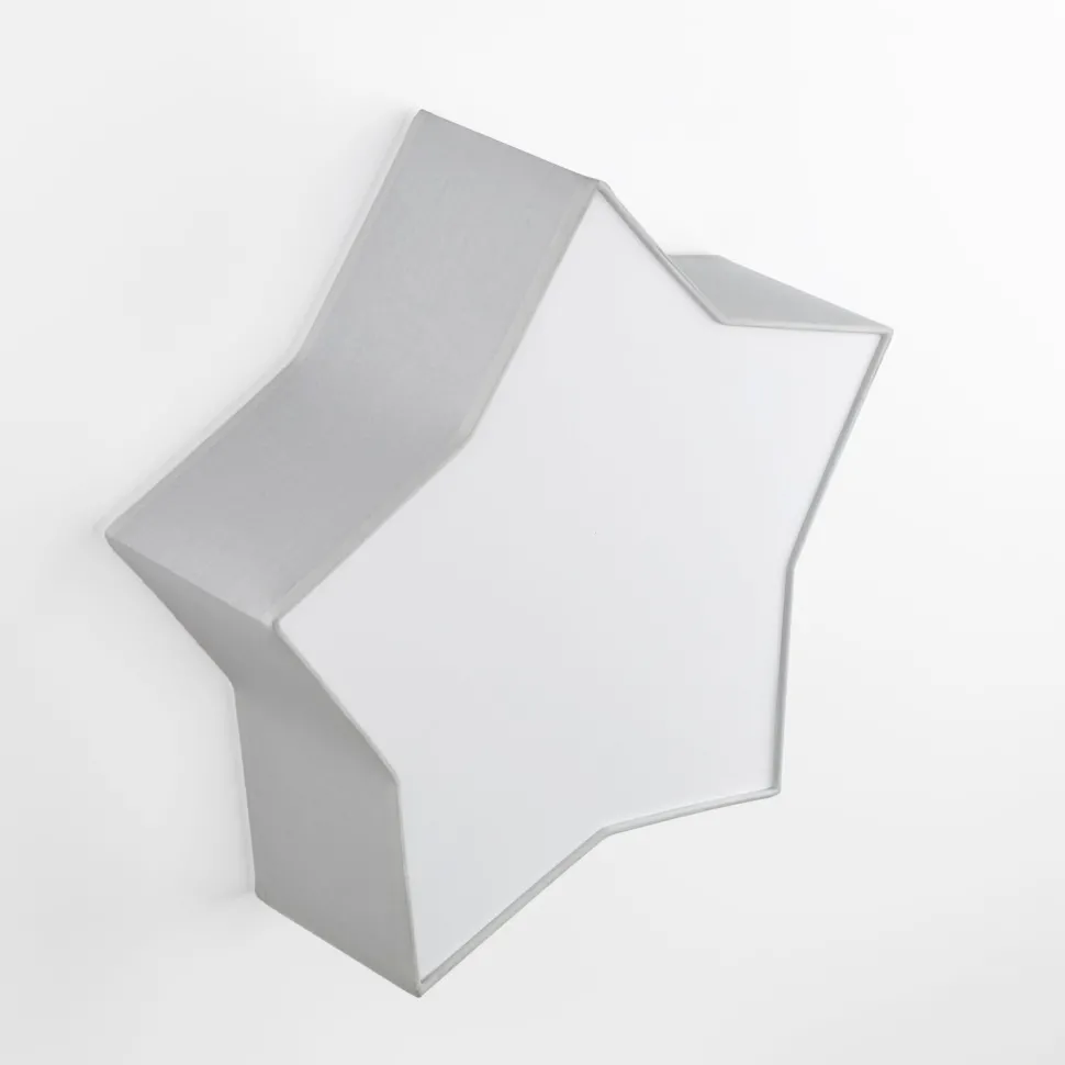 Deckenlampe Kinderzimmer Stern L: 45 cm Stoff Weiß Grau 2x E27