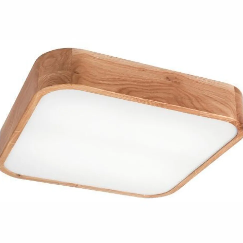 Deckenlampe klein eckig B: 45 cm Holz Metall für 4x E27