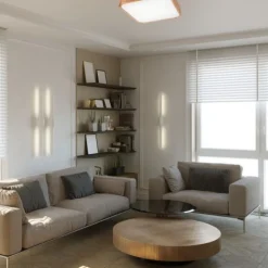 Deckenlampe klein eckig B: 45 cm Holz Metall für 4x E27