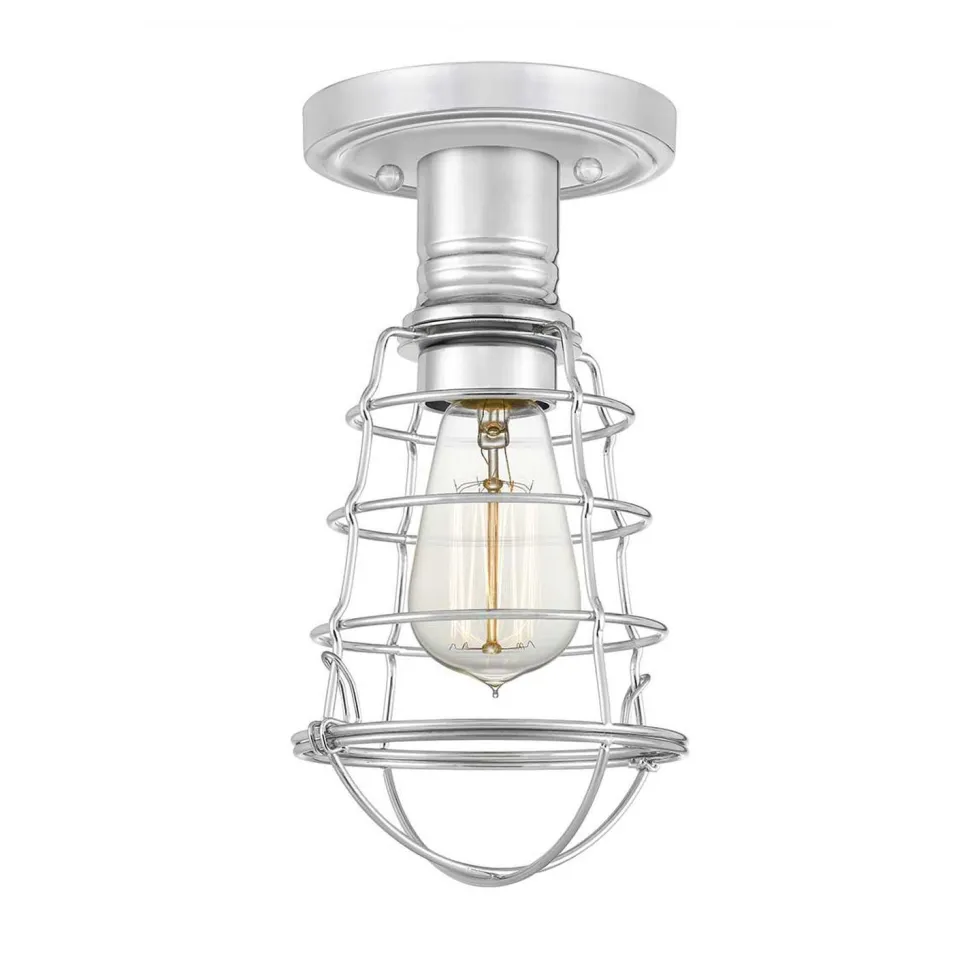 Deckenlampe klein Metall Ø 14,5 cm in Chrom poliert Vintage