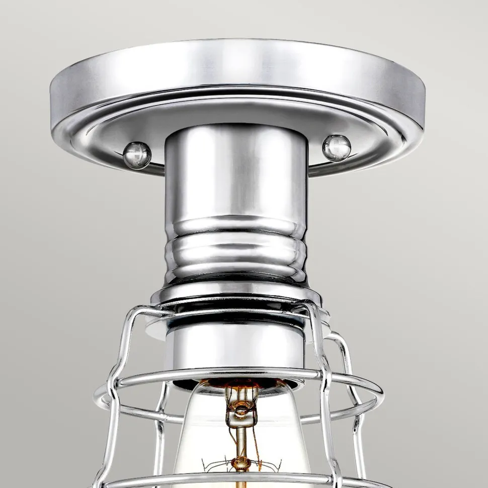 Deckenlampe klein Metall Ø 14,5 cm in Chrom poliert Vintage