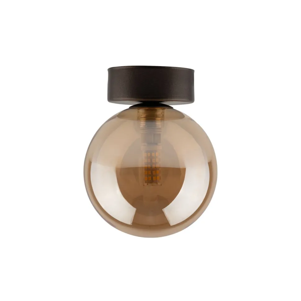 Deckenlampe Kugel klein Ø 12 cm H: 15 cm Rauchglas Metall G9