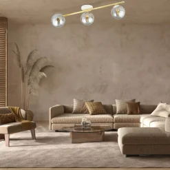 Deckenlampe Kugel Schirme Rauchglas Metall LUISELLA