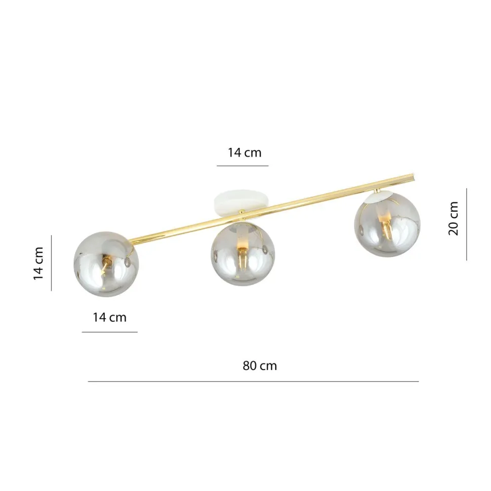 Deckenlampe Kugel Schirme Rauchglas Metall LUISELLA