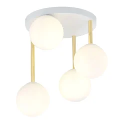 Deckenlampe Kugel Schirme Glas Metall E14 Weiß Gold