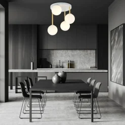 Deckenlampe Kugel Schirme Glas Metall E14 Weiß Gold