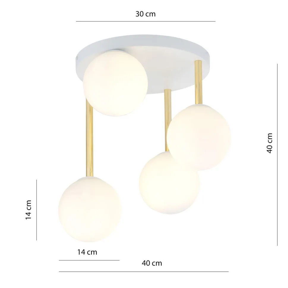 Deckenlampe Kugel Schirme Glas Metall E14 Weiß Gold