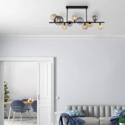 Deckenlampe Kugeln Rauchgrau Bernstein Glas 85 cm G9