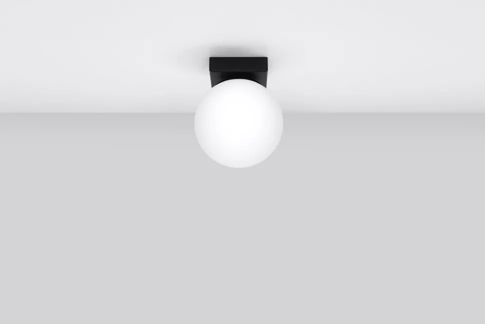 Deckenlampe Kugelschirm Ø 12 cm Weiß Schwarz G9 Glas