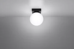 Deckenlampe Kugelschirm Ø 12 cm Weiß Schwarz G9 Glas