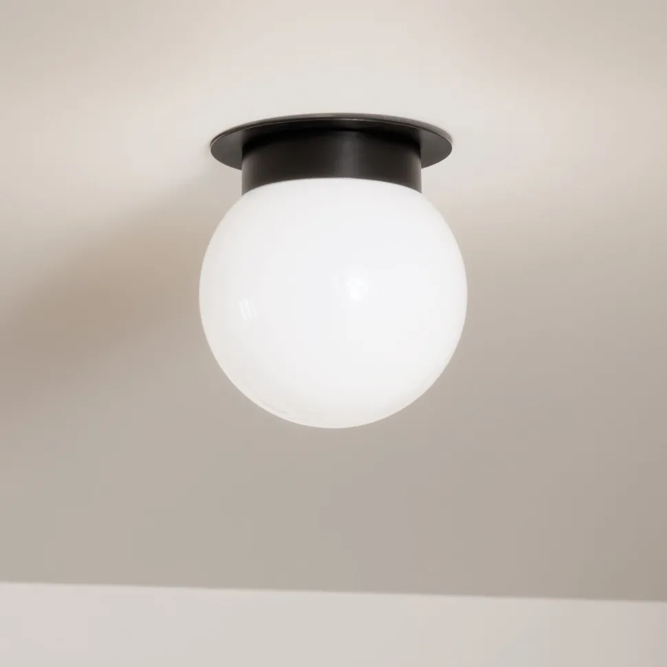 Deckenlampe Kugelschirm Glas Metall Ø 20,3 cm Schwarz Weiß E27