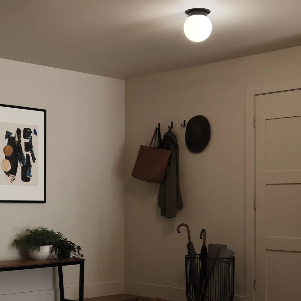 Deckenlampe Kugelschirm Glas Metall Ø 20,3 cm Schwarz Weiß E27