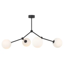 Deckenlampe Kugelschirm Schwarz Weiß Metall Glas