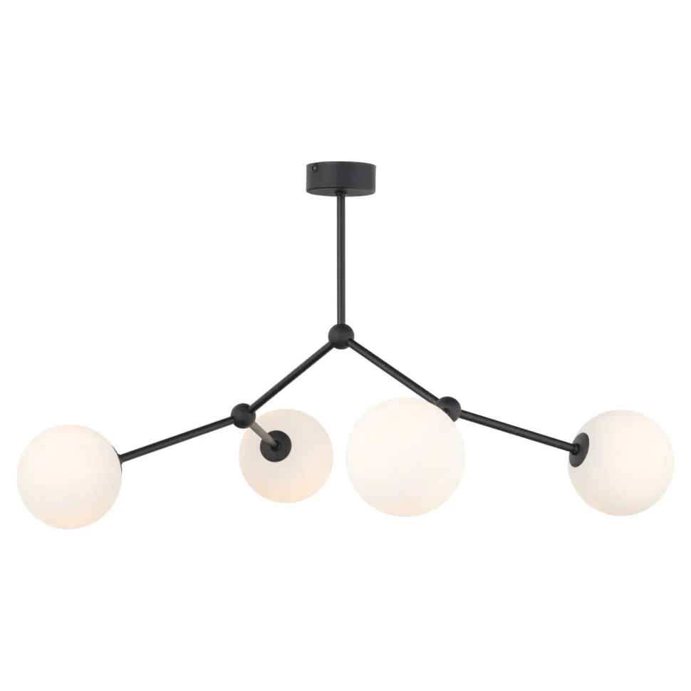 Deckenlampe Kugelschirm Schwarz Weiß Metall Glas