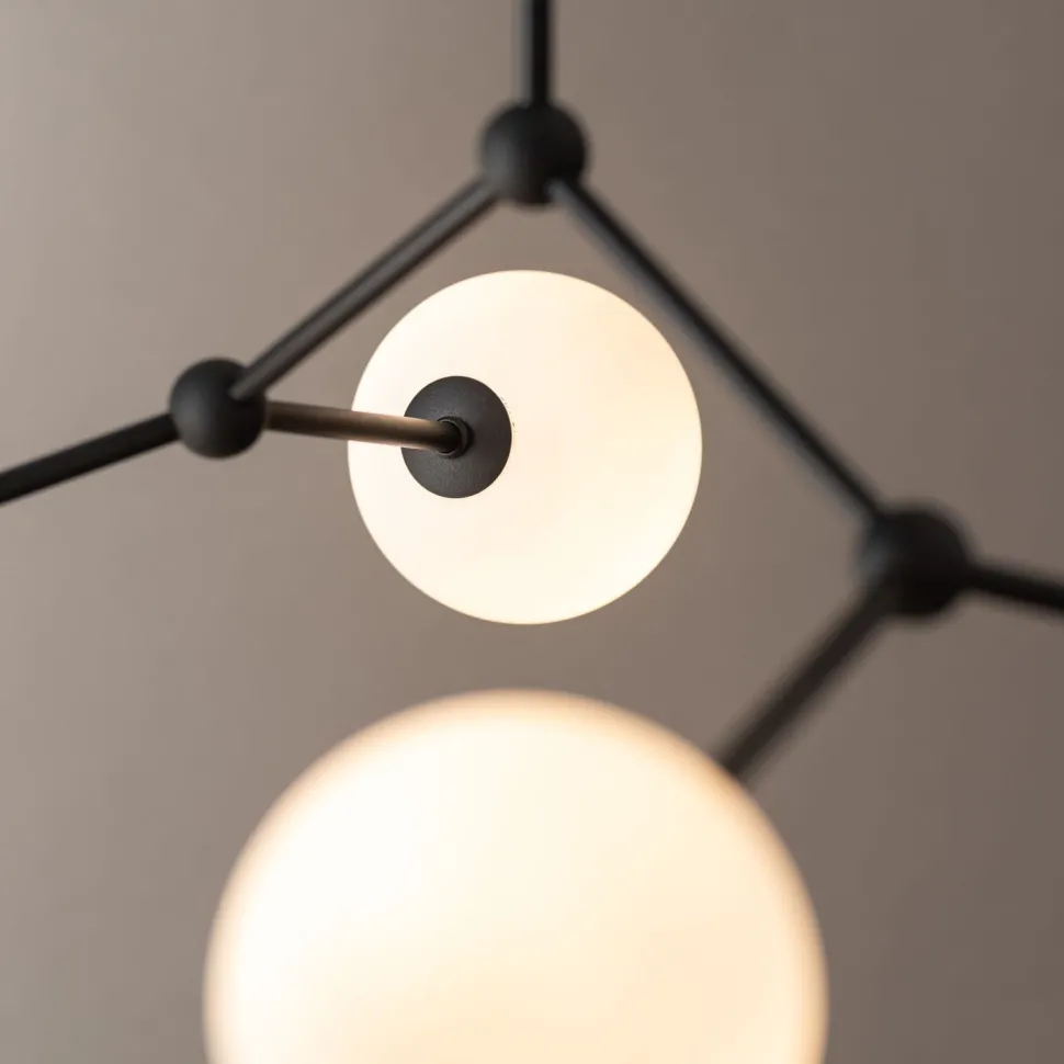 Deckenlampe Kugelschirm Schwarz Weiß Metall Glas