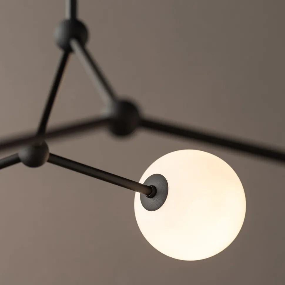 Deckenlampe Kugelschirm Schwarz Weiß Metall Glas