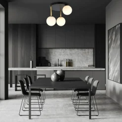 Deckenlampe Kugelschirme 3x E14 Schwarz Weiß Gold