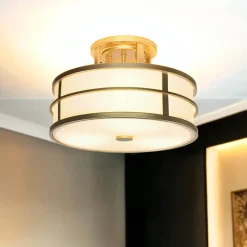 Deckenlampe Messing Creme 3x E27 Ø 34 cm rund SHOJI