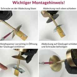 Deckenlampe Messing Glas Kugelschirm Messing Ø 30 cm Premium