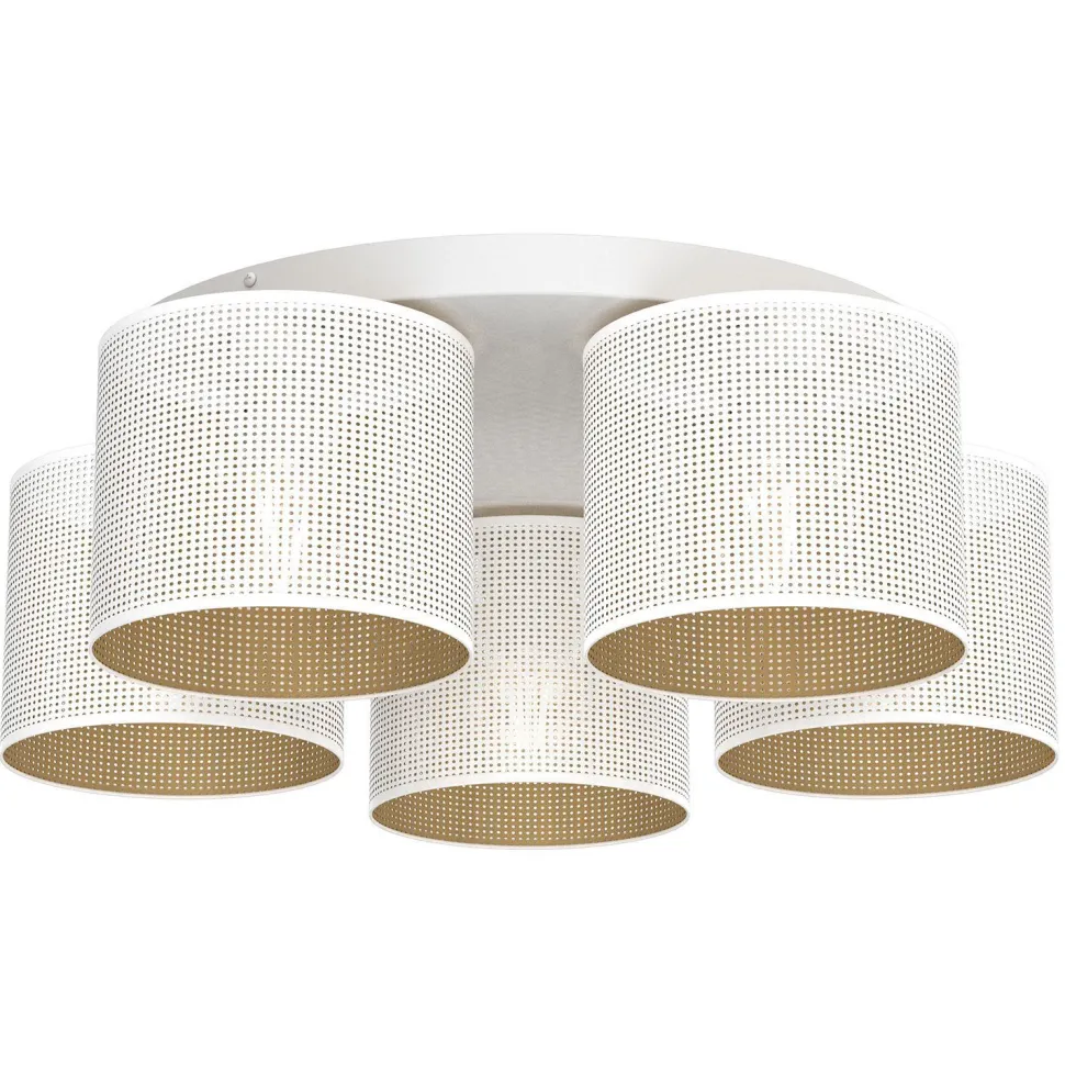 Deckenlampe Metall Ø58 cm E27 5-flmg Loft Weiß Gold