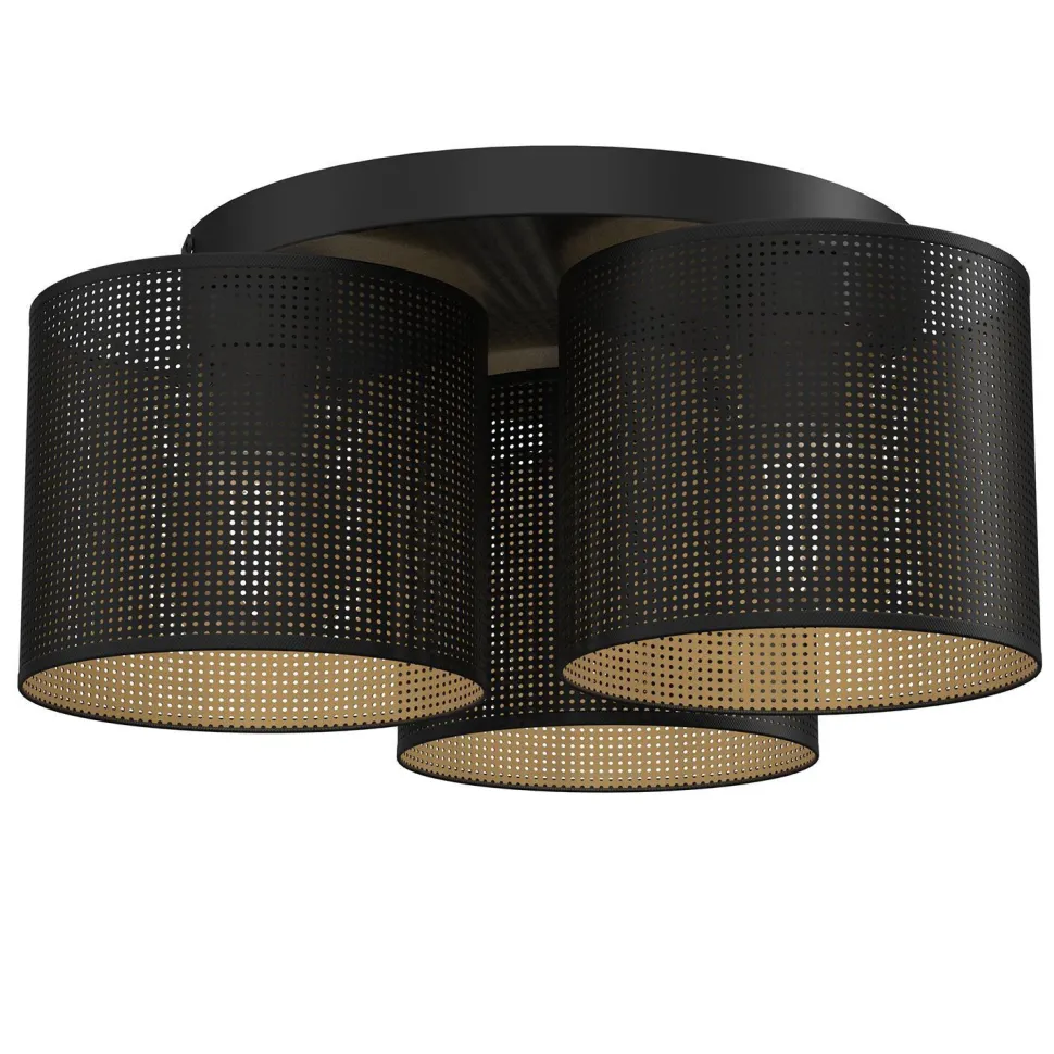 Deckenlampe Metall Ø45 cm rund E27 Loft in Schwarz Gold