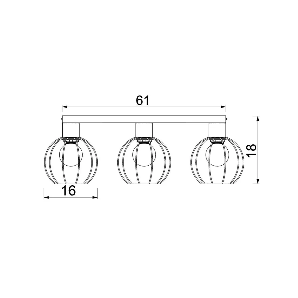 Deckenlampe Metall Draht Schwarz lang 61 cm E27 3-flmg
