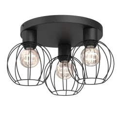 Deckenlampe Metall Draht Schwarz Ø41 cm rund E27 3-flmg