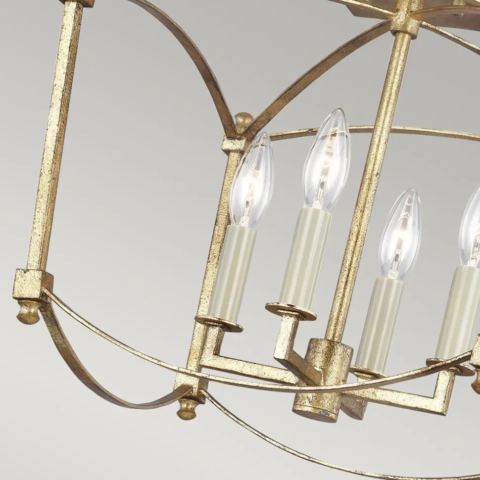 Deckenlampe Metall E14 36,5 cm breit in Antikgold