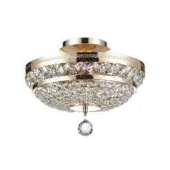 Deckenlampe Metall E14 D: 32 cm in Gold antik 3-flammig