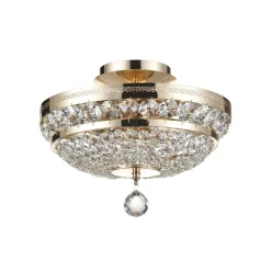 Deckenlampe Metall E14 D: 32 cm in Gold antik 3-flammig