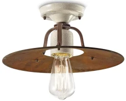 Deckenlampe Metall E27 rund Ø 30 cm Creme Rostbraun
