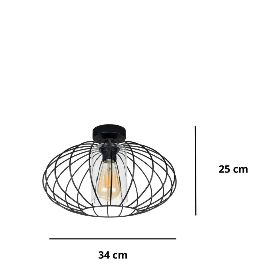 Deckenlampe Metall E27 rund Ø34 cm Schwarz Retro Design