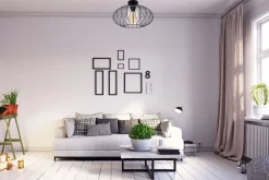 Deckenlampe Metall E27 rund Ø34 cm Schwarz Retro Design