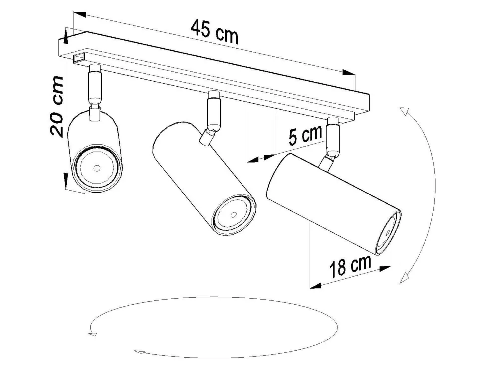 Deckenlampe Metall 3-flammig L:45cm Modern GU10 DUCCIA