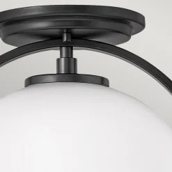 Deckenlampe Metall Glas Ø 28,2 cm rund Schwarz Weiß E27