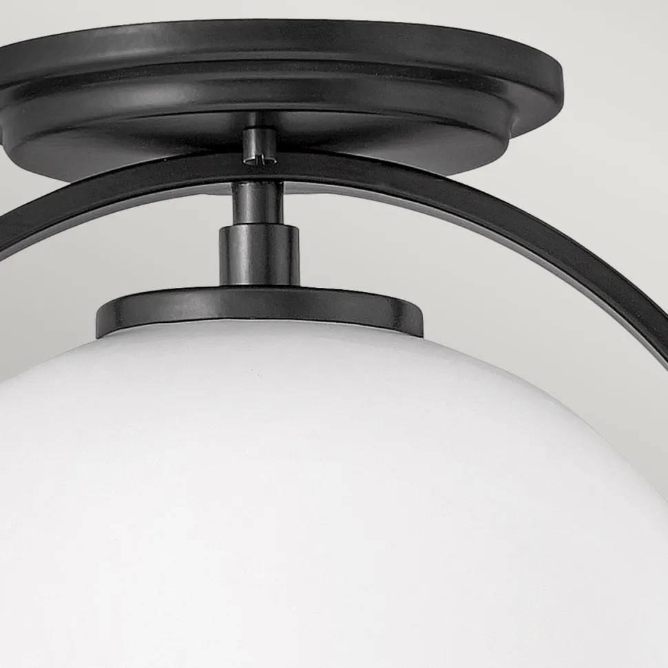 Deckenlampe Metall Glas Ø 28,2 cm rund Schwarz Weiß E27