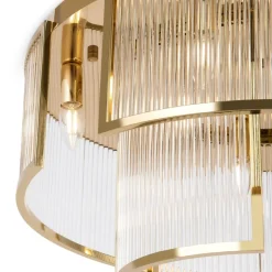 Deckenlampe Metall Glas Ø 65 cm in Gold E14 rund KLARA