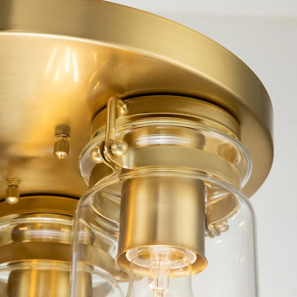 Deckenlampe Metall Glas B: 28,2 cm in Messing gebürstet E27