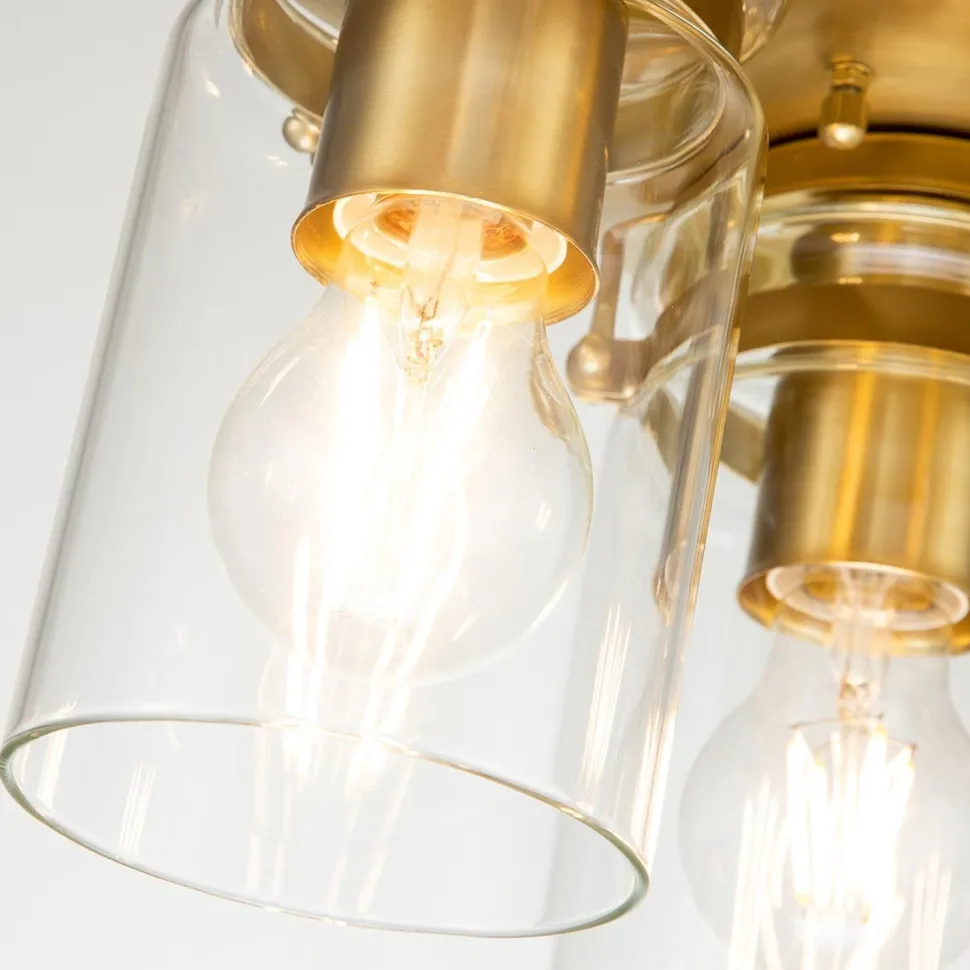 Deckenlampe Metall Glas B: 28,2 cm in Messing gebürstet E27